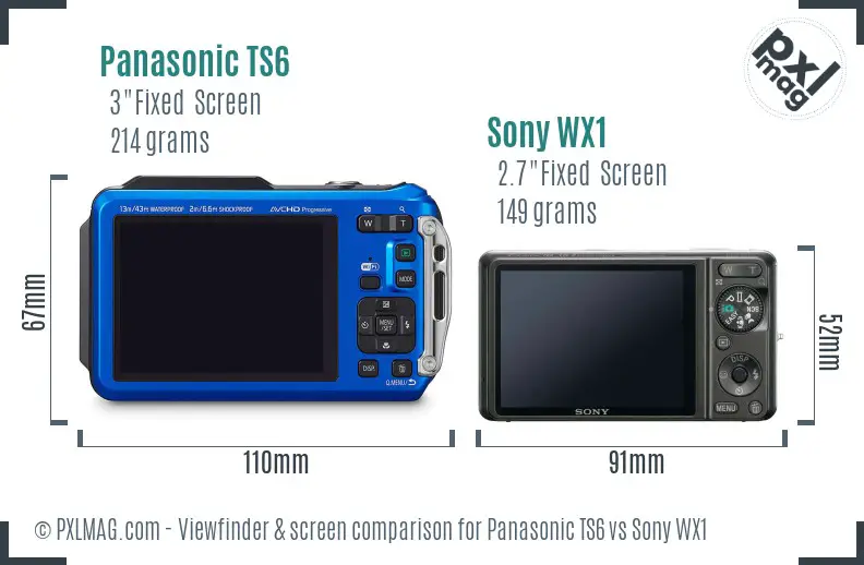 Panasonic TS6 vs Sony WX1 Screen and Viewfinder comparison