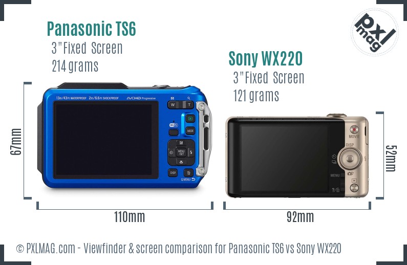 Panasonic TS6 vs Sony WX220 Screen and Viewfinder comparison