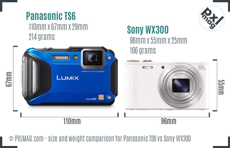 Panasonic TS6 vs Sony WX300 size comparison