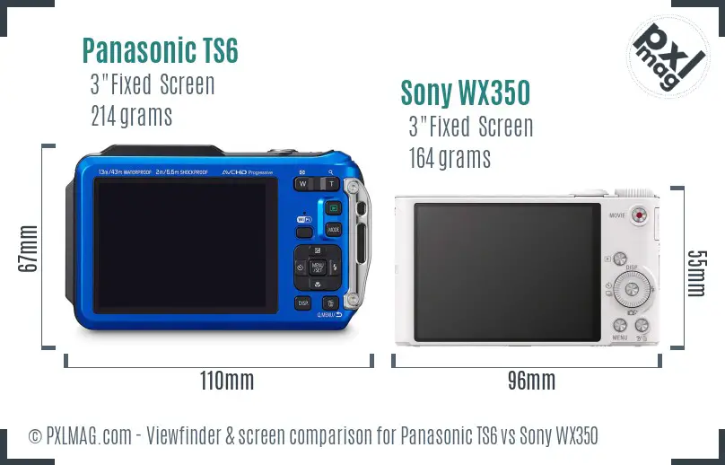 Panasonic TS6 vs Sony WX350 Screen and Viewfinder comparison Panasonic TS6 vs Sony WX350 Screen and Viewfinder comparison