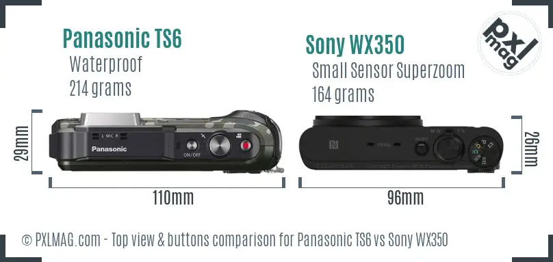 Panasonic TS6 vs Sony WX350 top view buttons comparison Panasonic TS6 vs Sony WX350 top view buttons comparison