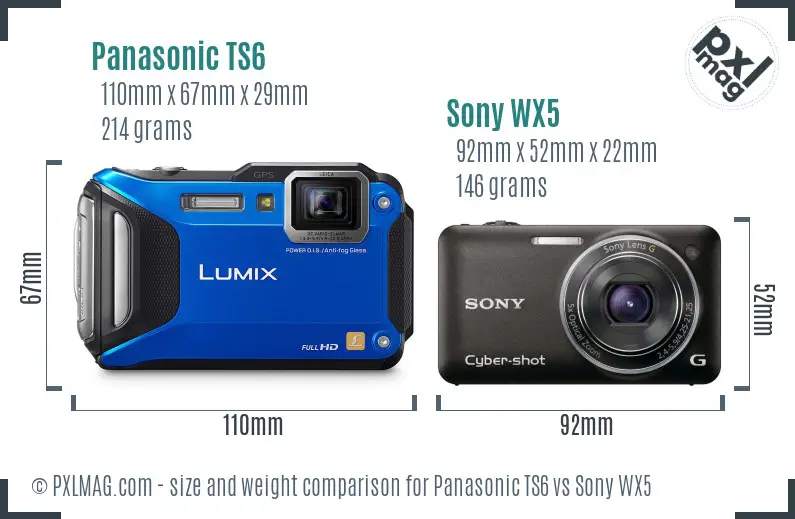 Panasonic TS6 vs Sony WX5 size comparison