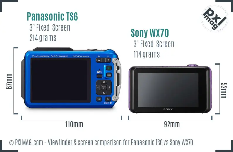 Panasonic TS6 vs Sony WX70 Screen and Viewfinder comparison