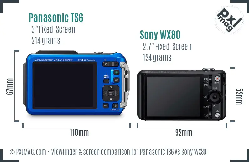 Panasonic TS6 vs Sony WX80 Screen and Viewfinder comparison Panasonic TS6 vs Sony WX80 Screen and Viewfinder comparison