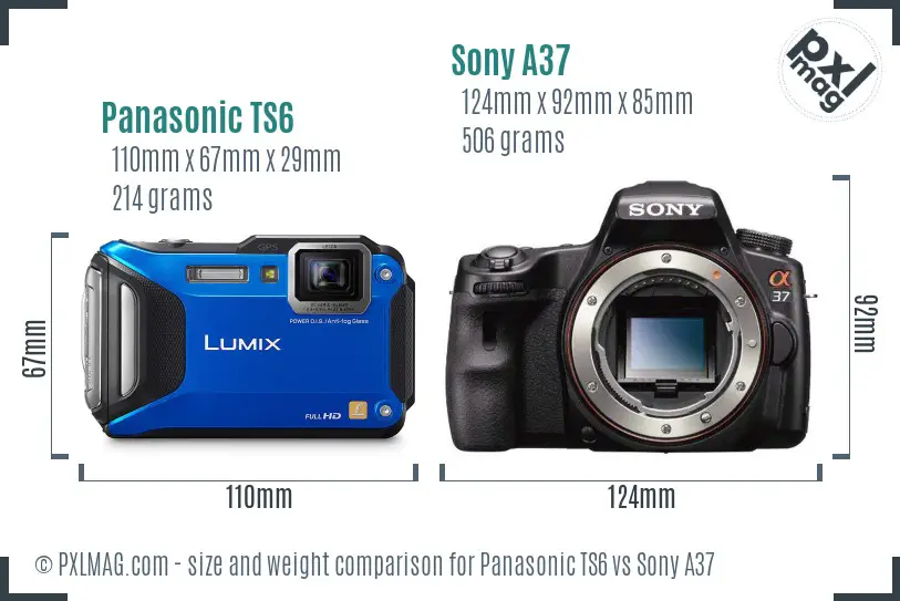 Panasonic TS6 vs Sony A37 size comparison