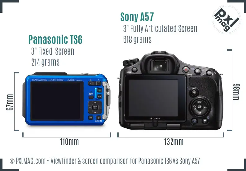 Panasonic TS6 vs Sony A57 Screen and Viewfinder comparison Panasonic TS6 vs Sony A57 Screen and Viewfinder comparison