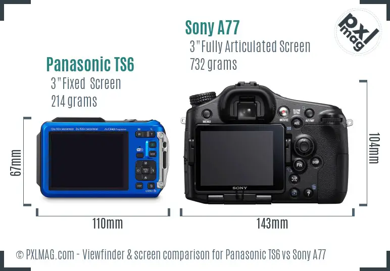 Panasonic TS6 vs Sony A77 Screen and Viewfinder comparison