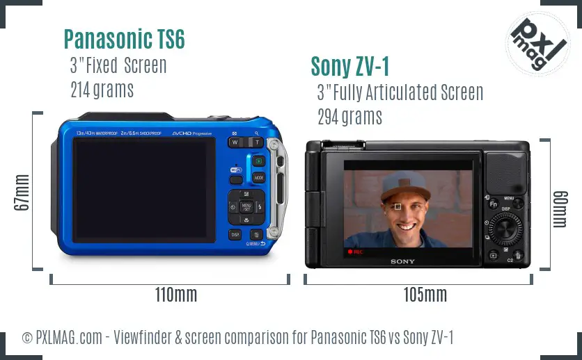 Panasonic TS6 vs Sony ZV-1 Screen and Viewfinder comparison Panasonic TS6 vs Sony ZV-1 Screen and Viewfinder comparison