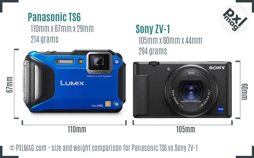 Panasonic TS6 vs Sony ZV-1 size comparison Panasonic TS6 vs Sony ZV-1 size comparison