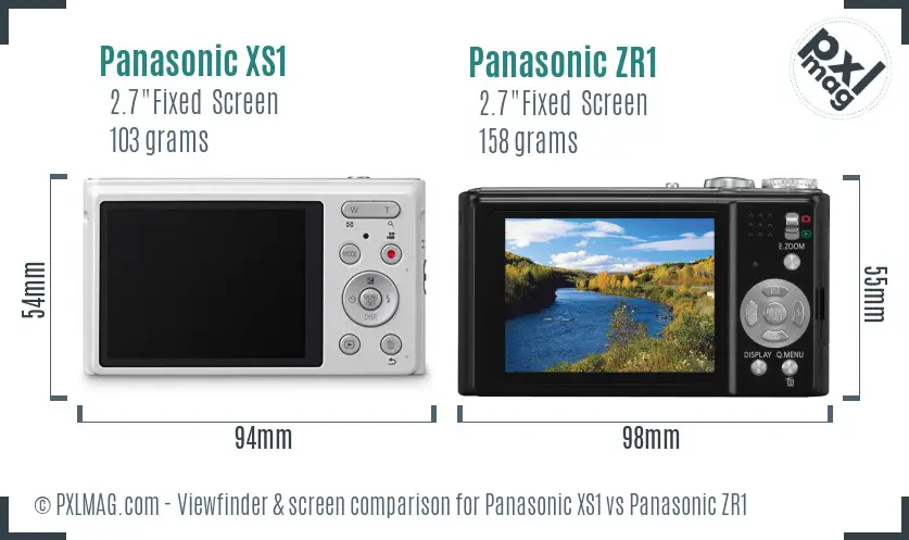 Panasonic XS1 vs Panasonic ZR1 Screen and Viewfinder comparison