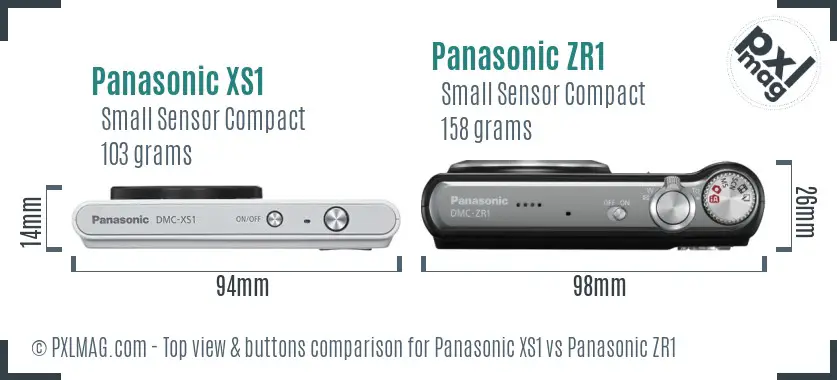 Panasonic XS1 vs Panasonic ZR1 top view buttons comparison
