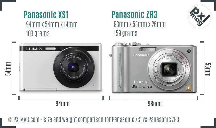 Panasonic XS1 vs Panasonic ZR3 size comparison