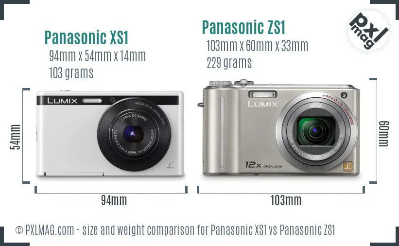 Panasonic XS1 vs Panasonic ZS1 size comparison