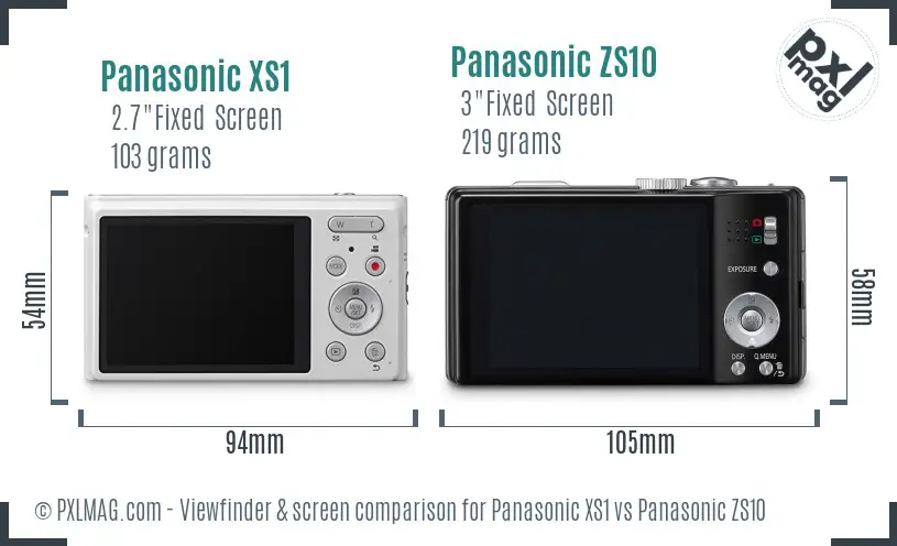 Panasonic XS1 vs Panasonic ZS10 Screen and Viewfinder comparison