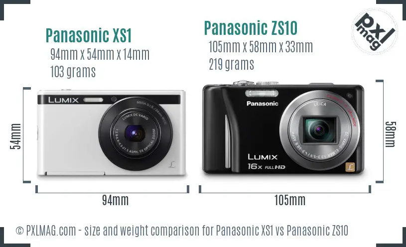 Panasonic XS1 vs Panasonic ZS10 size comparison