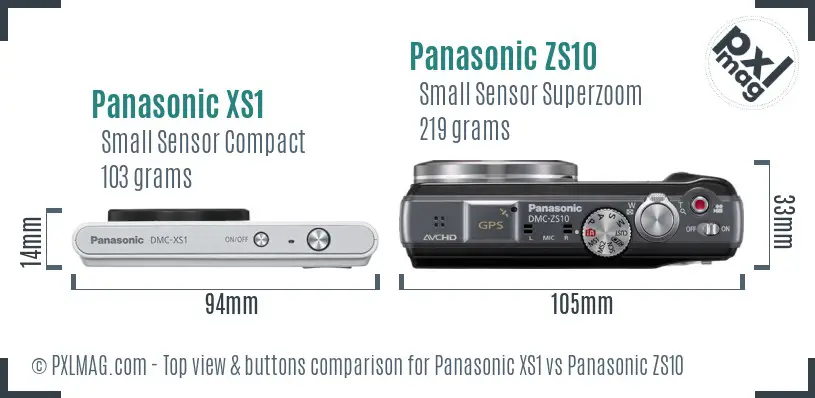 Panasonic XS1 vs Panasonic ZS10 top view buttons comparison