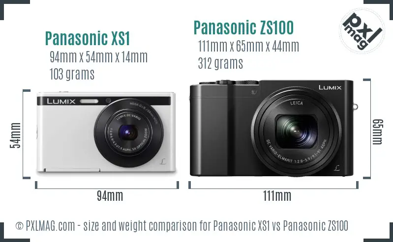 Panasonic XS1 vs Panasonic ZS100 size comparison