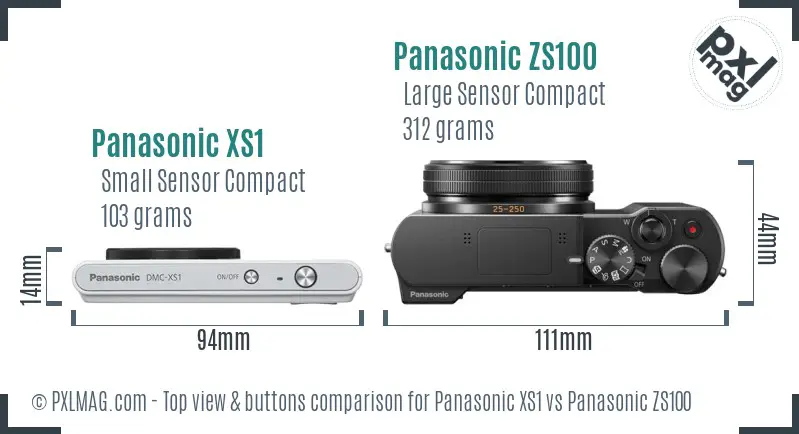 Panasonic XS1 vs Panasonic ZS100 top view buttons comparison