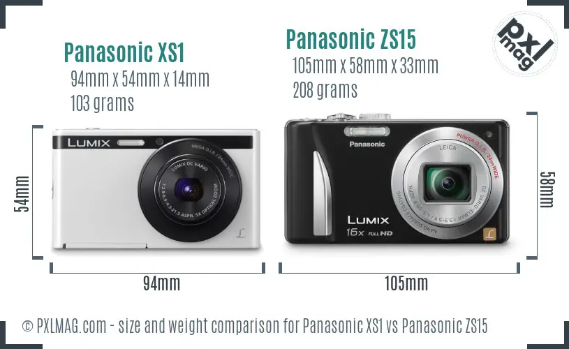 Panasonic XS1 vs Panasonic ZS15 size comparison