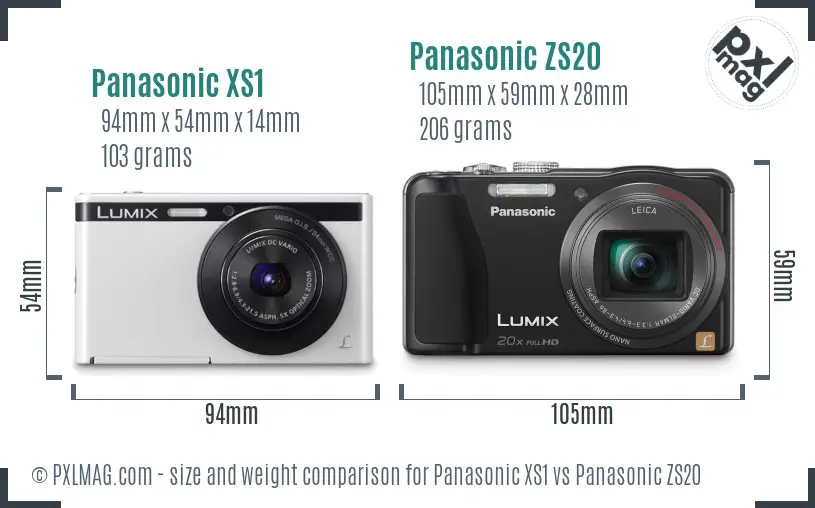 Panasonic XS1 vs Panasonic ZS20 size comparison