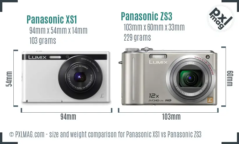 Panasonic XS1 vs Panasonic ZS3 size comparison