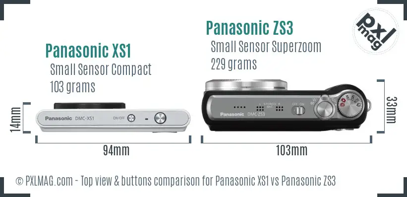Panasonic XS1 vs Panasonic ZS3 top view buttons comparison