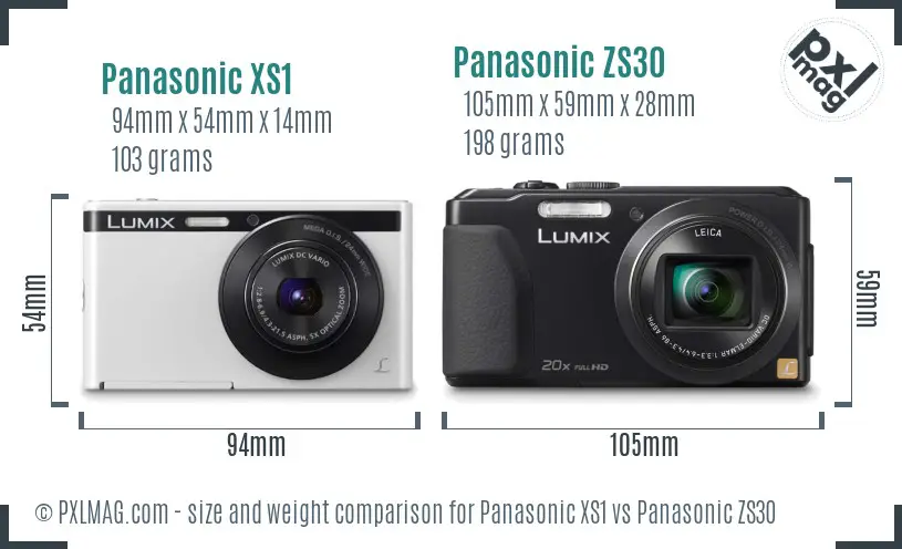 Panasonic XS1 vs Panasonic ZS30 size comparison