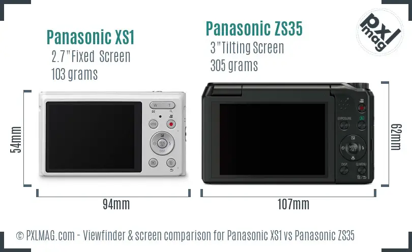 Panasonic XS1 vs Panasonic ZS35 Screen and Viewfinder comparison