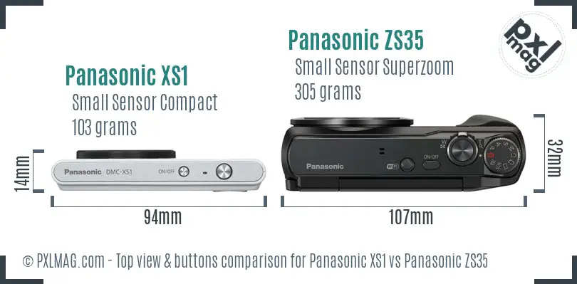 Panasonic XS1 vs Panasonic ZS35 top view buttons comparison