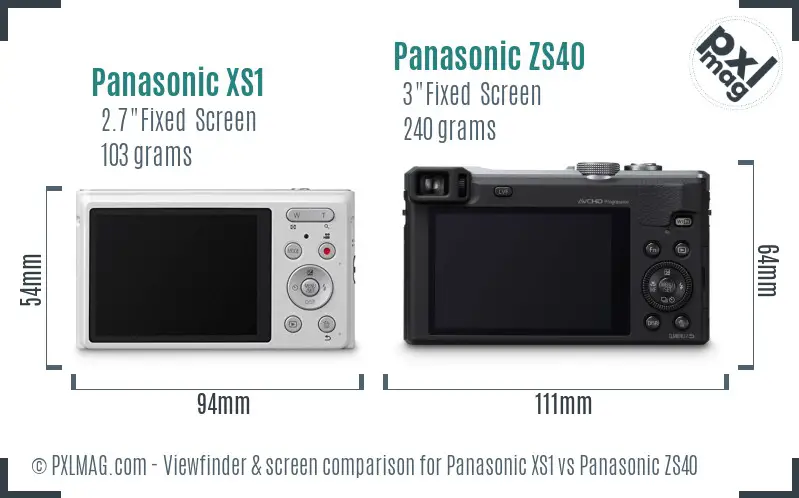 Panasonic XS1 vs Panasonic ZS40 Screen and Viewfinder comparison