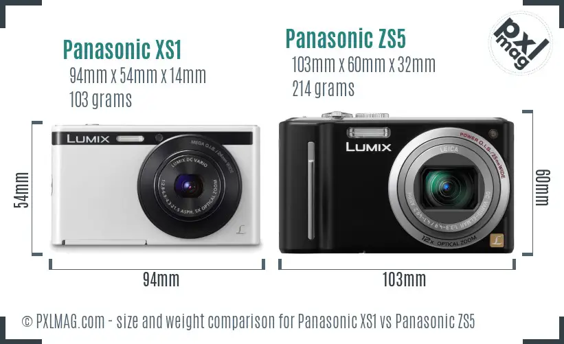 Panasonic XS1 vs Panasonic ZS5 size comparison