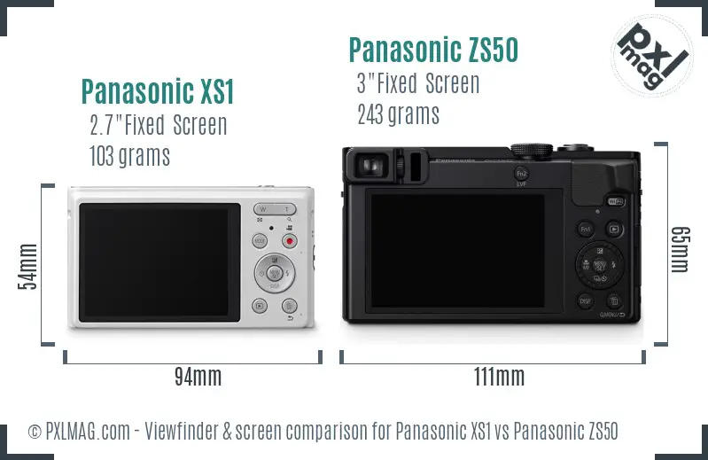 Panasonic XS1 vs Panasonic ZS50 Screen and Viewfinder comparison