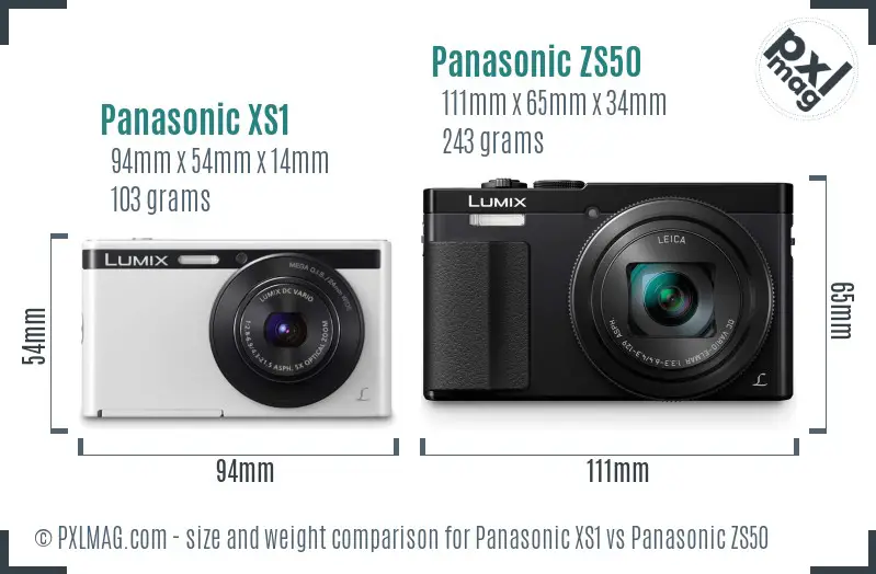 Panasonic XS1 vs Panasonic ZS50 size comparison