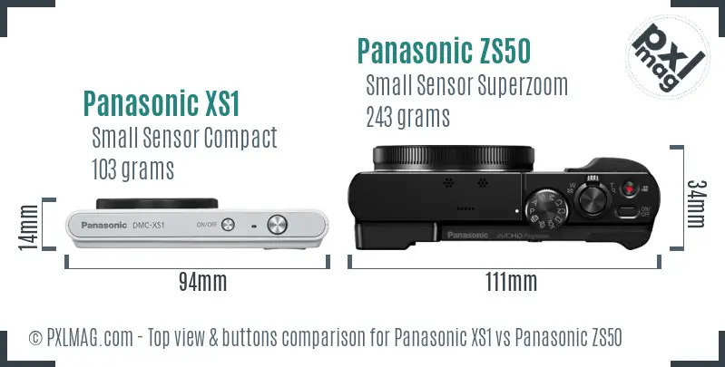 Panasonic XS1 vs Panasonic ZS50 top view buttons comparison