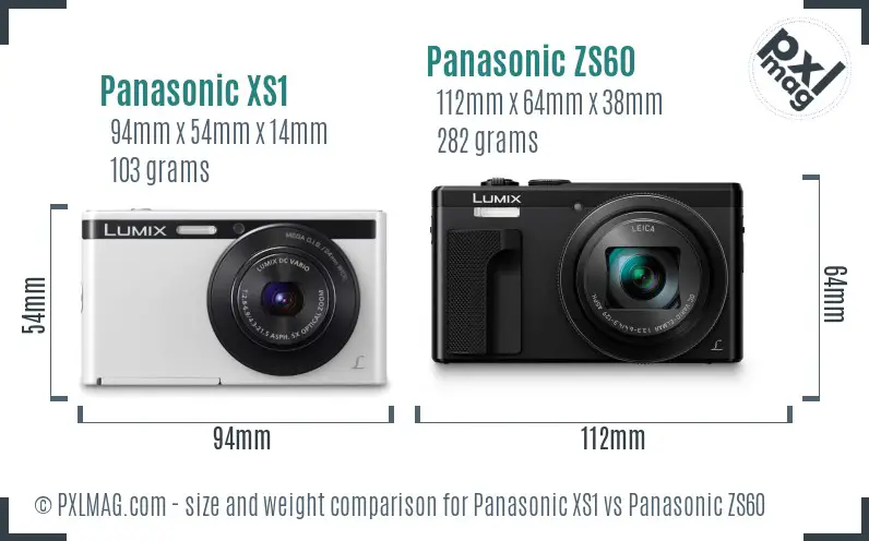 Panasonic XS1 vs Panasonic ZS60 size comparison