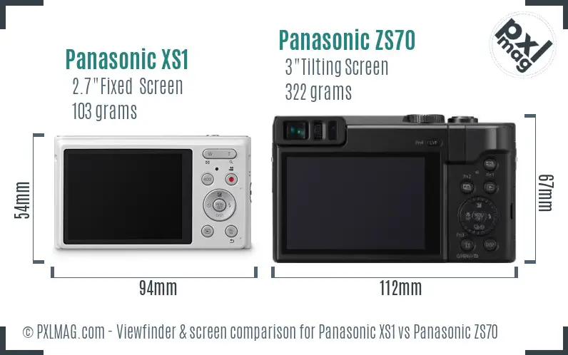 Panasonic XS1 vs Panasonic ZS70 Screen and Viewfinder comparison