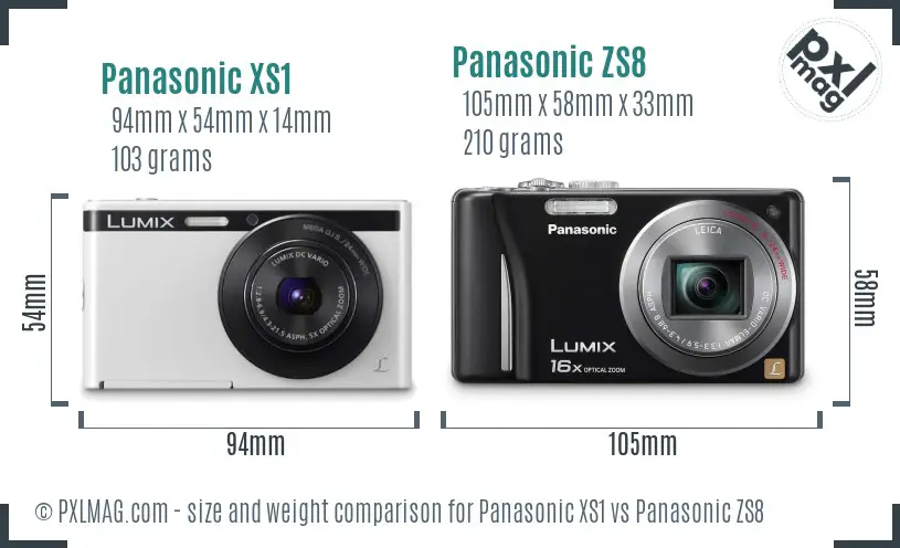 Panasonic XS1 vs Panasonic ZS8 size comparison