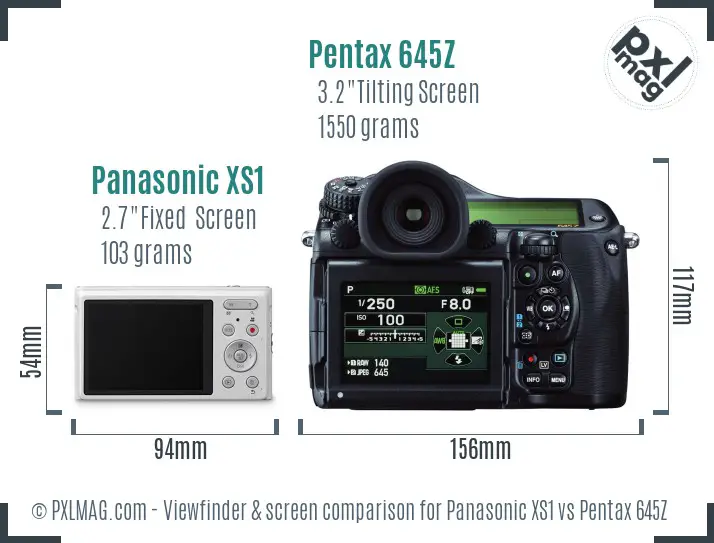Panasonic XS1 vs Pentax 645Z Screen and Viewfinder comparison