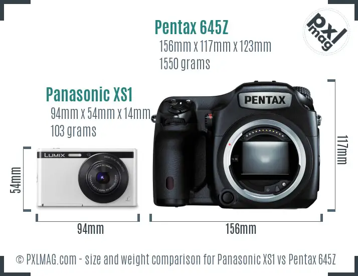 Panasonic XS1 vs Pentax 645Z size comparison