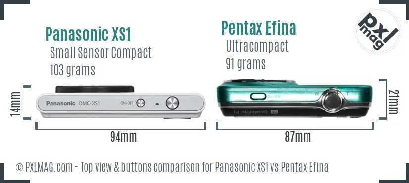 Panasonic XS1 vs Pentax Efina top view buttons comparison