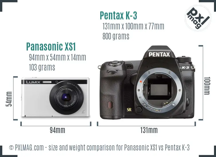 Panasonic XS1 vs Pentax K-3 size comparison