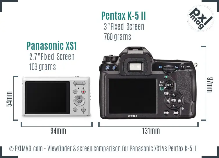 Panasonic XS1 vs Pentax K-5 II Screen and Viewfinder comparison