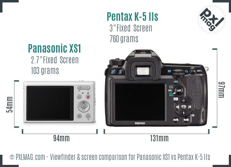 Panasonic XS1 vs Pentax K-5 IIs Screen and Viewfinder comparison