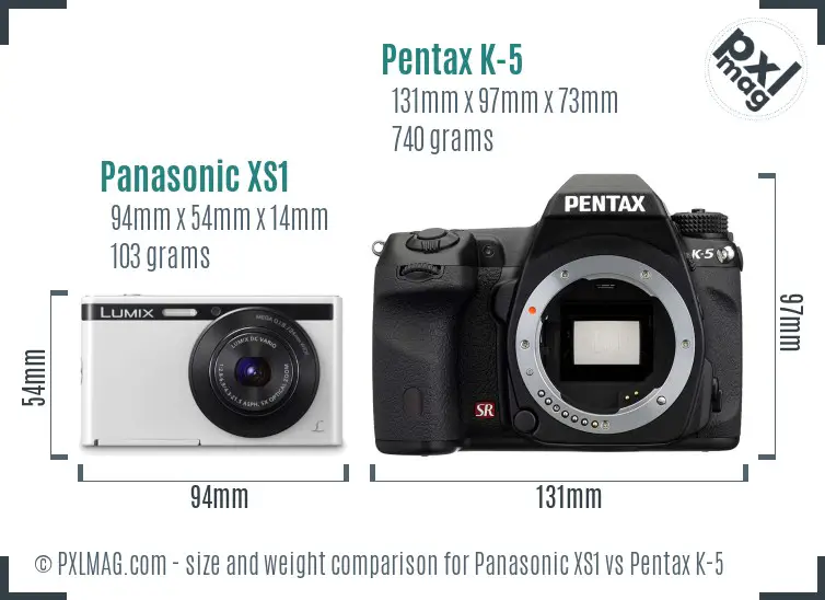 Panasonic XS1 vs Pentax K-5 size comparison