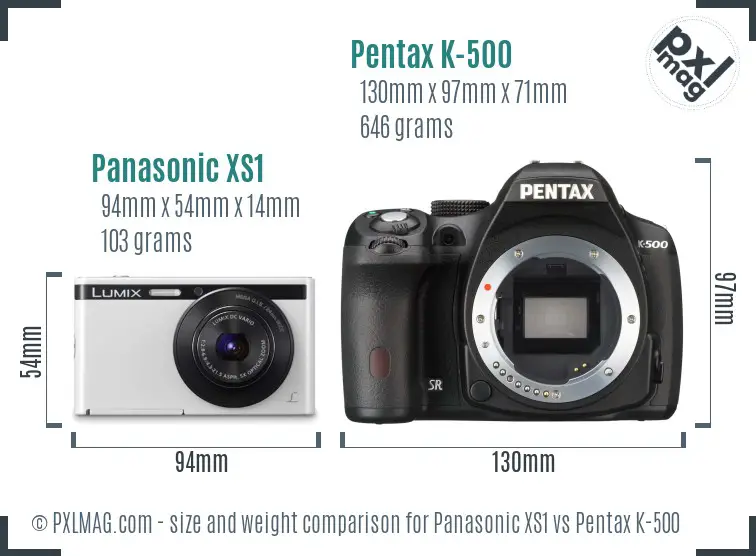 Panasonic XS1 vs Pentax K-500 size comparison