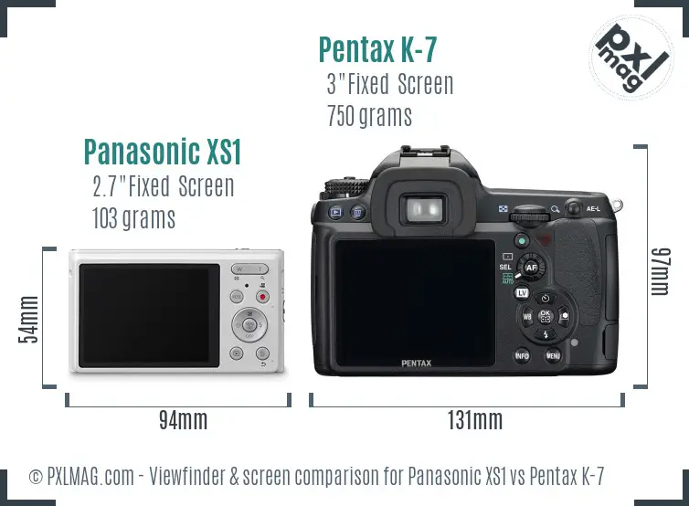 Panasonic XS1 vs Pentax K-7 Screen and Viewfinder comparison