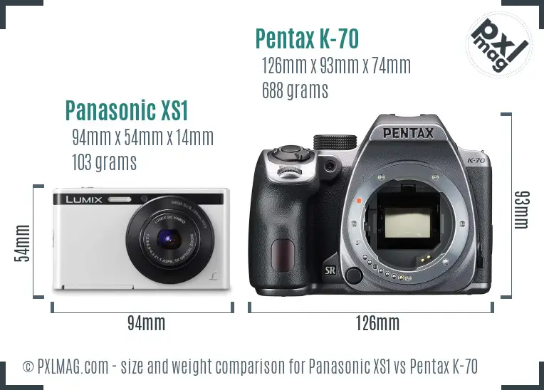 Panasonic XS1 vs Pentax K-70 size comparison