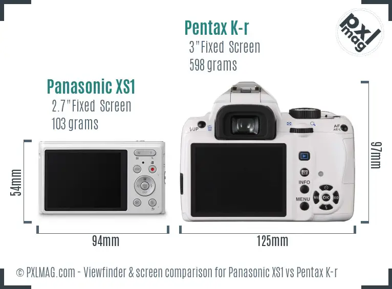 Panasonic XS1 vs Pentax K-r Screen and Viewfinder comparison