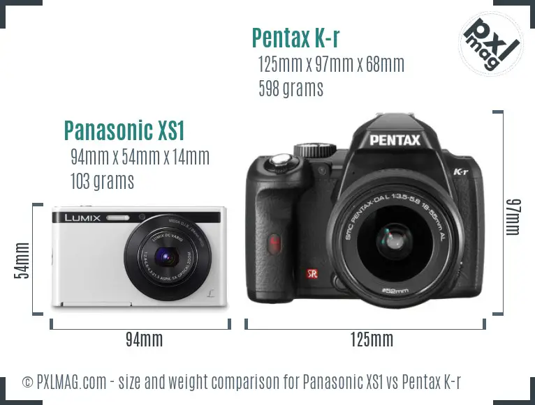 Panasonic XS1 vs Pentax K-r size comparison