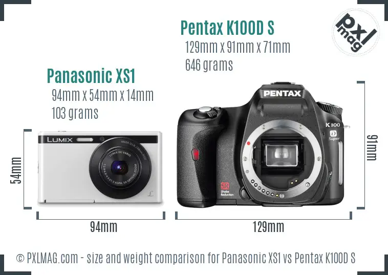 Panasonic XS1 vs Pentax K100D S size comparison